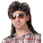 Swiking Mullet Wigs for Men Grey 70s 80s Disco Rocker Curly Punk Fancy Retro Party Halloween Cosplay Costume Wigs(Grey)