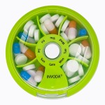 INVODA Weekly Pill Organizer 7 Compartment Rotating Pill Box for Daily Medication & Vitamins - Portable Travel Pill Case Fish Oil Supplements Vitamins Organizer (Orange)