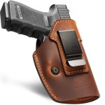 Full Grain Leather IWB Holster Compatible with Glock 17/19/ 19X/ 43X MOS, Taurus G2C/G3C, Sig P365/P365X/ P320/ M18/M17, M&P 9 Shield Plus, Hellcat & Other Full Size Compact Subcompact Pocket Handguns