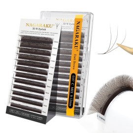 NAGARAKU W Eyelash Extension 3D Volume Premade 0.07mm C curl 8-12mm mix Faux Mink Dark Brown Cluster Easy Fanning yy Eye Lashes