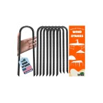 Eurmax USA Ground Anchors, Heavy Duty Ground Stakes, Trampoline Stakes, Tent Stakes Anchor Kit for High Wind, 12 Galvanized Steel Rebar Stakes, Metal Stakes, Trampoline Accessories,Pack of 8(Black)