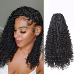 Beverlee 14 Inch Boho Box Braids 8 Packs 128 Strands Goddess Box Braids Crochet Hair Bohemian Hippie Braids Braiding Hair Box Braids with Curly Ends Messy Pre-looped Synthetic Crochet Hair for Black