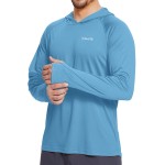 baleaf Men\'s Sun Protection Hoodie Shirt UPF 50+ Long Sleeve UV SPF T-Shirts Rash Guard Fishing Swimming Lightweight Malibu Blue S