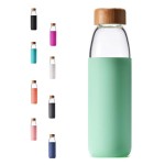 veegoal 25 Oz Borosilicate Glass Water Bottles with Bamboo Lid, BPA-FREE, Non-Slip Silicone Sleeve, and Stainless Steel Leak Proof Lid - Reusable Glass Bottle for Men and Women