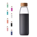 veegoal 25 Oz Borosilicate Glass Water Bottles with Bamboo Lid, BPA-FREE, Non-Slip Silicone Sleeve, and Stainless Steel Leak Proof Lid - Reusable Glass Bottle for Men and Women