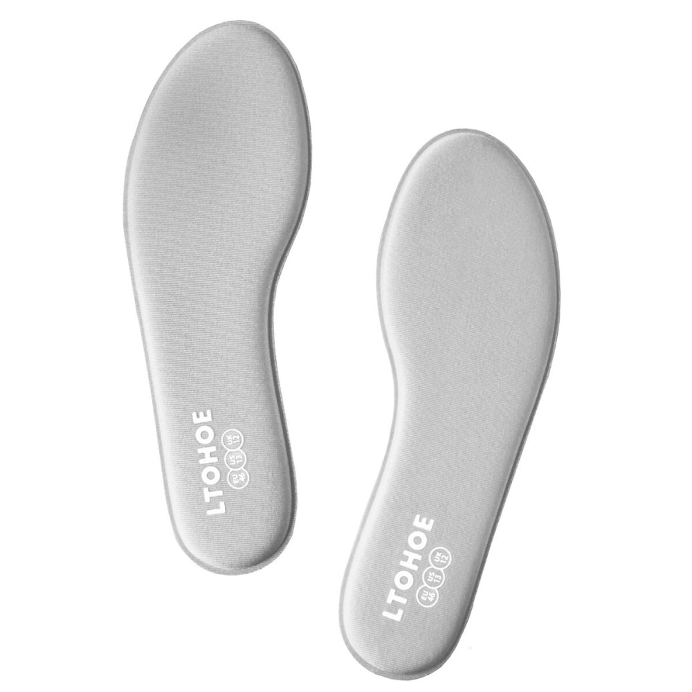 LTOHOE Memory Foam Insoles for Men, Replacement Shoe Inserts for Running Shoes, Hiking Shoes, Sneaker, Cushion Shoe Insoles Shock Absorbing for Foot Pain Relief, Comfort Inner Soles Men 8mm Gray US 9