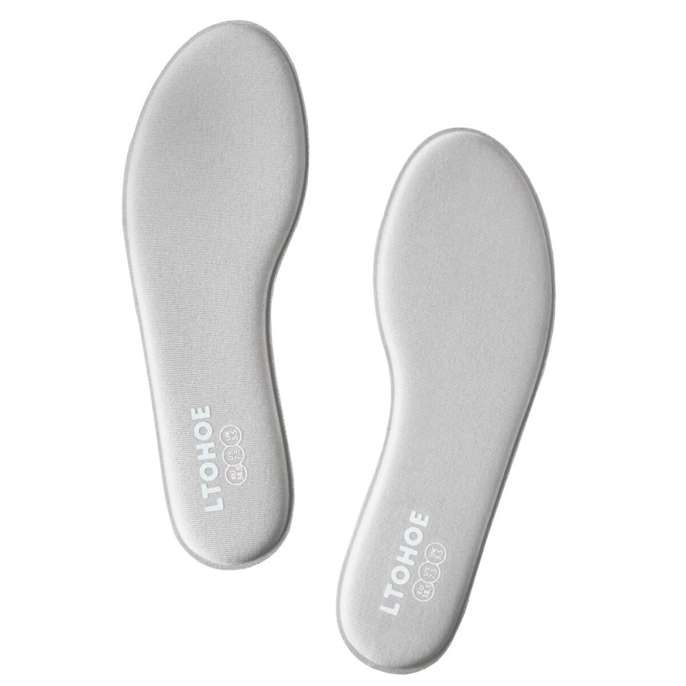 LTOHOE Memory Foam Insoles for Women, Replacement Shoe Inserts for Running Shoes, Hiking Shoes, Sneaker, Cushion Shoe Insoles Shock Absorbing for Foot Pain Relief, Comfort Inner Soles 8mm Gray US 5