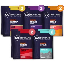 GU Energy Roctane Ultra Endurance Energy Drink Mix, Vegan, Gluten-Free, Kosher, Caffeine- Free, and Dairy-Free n-the-Go Energy for Any Workout, Assorted Flavors, 10 Single Serve Travel Size Packets