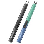 RAYONNER Rechargeable Electric Candle Lighter Windproof Plasma Arc Lighter for Deep Jars, BBQ Camping Flameless Fire Starter Christmas Stocking Stuffers Gift (Black+Green/Blue Gradient)