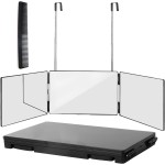 Wentoma 360 Viewing Mirror for Hair Cutting and Styling, Adjustable Height Mirror for Grooming, Makeup and Shaving, Clear HD Glass, Portable for Bathroom or Travel (Black)