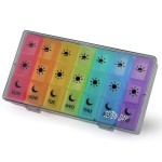 Weekly Pill Boxes and Organizer Travel Pill Case 7 Day 3 Times A Day Large Compartments Medication Reminder Daily Pill Container for Fish Oil Vitamins Capsules and Supplements, Gray