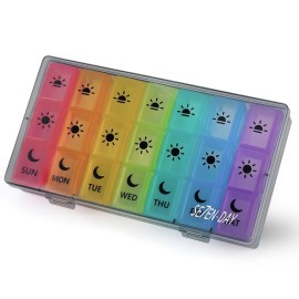 Weekly Pill Boxes and Organizer Travel Pill Case 7 Day 3 Times A Day Large Compartments Medication Reminder Daily Pill Container for Fish Oil Vitamins Capsules and Supplements, Gray