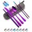 Travel Utensils Set with Case Reusable Portable Cutlery Set Stainless Steel 8pcs Including Dinner Knife Fork Spoon Chopsticks straws (Purple)