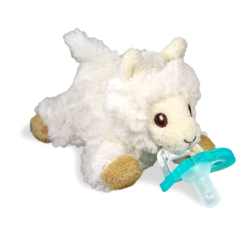 RaZbaby JollyPop Pacifier, Holder w/Detachable Baby Pacifier, Stuffed Animal RaZbuddy, All Ages 0M+, 100% Medical Grade USA Made Silicone, Machine Washable, Textured & Easy to Hold - Llama