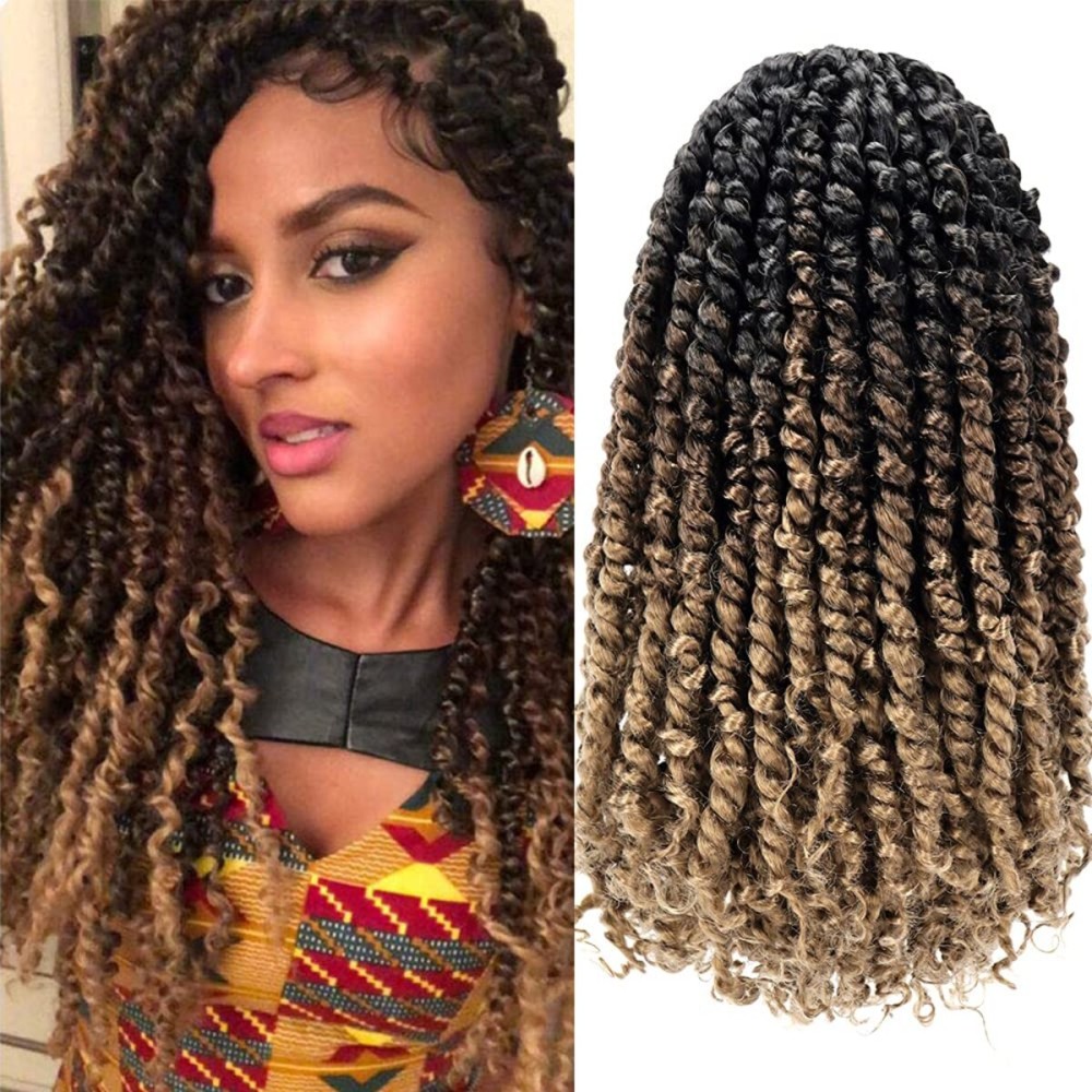 8 Packs Passion Twist Hair 12 Inch Pre-twisted Passion Twist Crochet Hair Pre-looped Crochet Braids for Women Passion Twists Braiding Hair Synthetic Hair Extensions(12Strands/Pack; 1B/30/27)