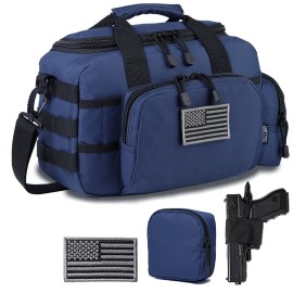 DBTAC Gun Range Bag Small | Tactical 2x Pistol Shooting Range Duffle Bag with Lockable Zipper for Handguns and Ammo (Urban Blue)