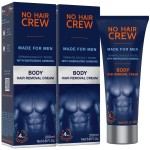 No Hair Crew Body At Home Hair Removal Cream for Manscaping Unwanted Hair with Energizing Ginseng, Premium Depilatory, Painless & Flawless, Made for Men, 200ml (2 Pack)