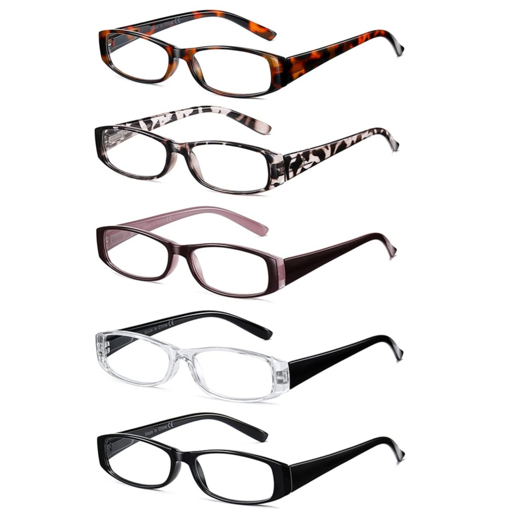 SOCTICK Reading Glasses Blue Light Blocking, 5-Pack Reading Glasses for Women with Comfort Spring Hinges, Anti UV/Glare Readers 1.50
