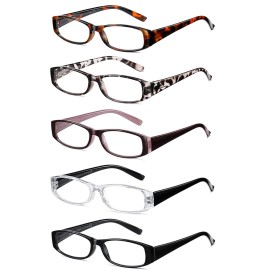 SOCTICK Reading Glasses Blue Light Blocking, 5-Pack Reading Glasses for Women with Comfort Spring Hinges, Anti UV/Glare Readers 1.50