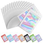 Funfery 100 pcs White Smell Proof Mylar Holographic Bags Packaging Bags,Clear Resealable Odor Proof Bag Foil Pouch Bag for Food Storage,Lipgloss,Jewelry,Eyelash Packing for Small Business(2.4x3.9In)