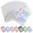 Funfery 100 pcs White Smell Proof Mylar Holographic Bags Packaging Bags,Clear Resealable Odor Proof Bag Foil Pouch Bag for Food Storage,Lipgloss,Jewelry,Eyelash Packing for Small Business(2.4x3.9In)