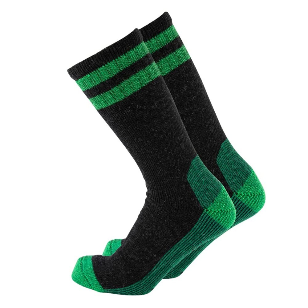 Cerebro Merino Wool Socks for Men, Cushioned Mid-calf Socks Moisture Wicking Men\'s Hiking Socks for Home, Trekking, Outdoors (1Pairs BlackGreen)