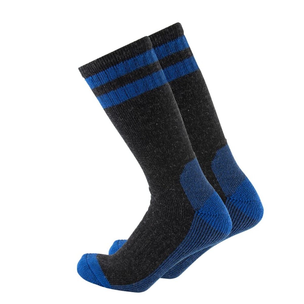 Cerebro Merino Wool Socks for Men, Cushioned Mid-calf Socks Moisture Wicking Men\'s Hiking Socks for Home, Trekking, Outdoors (1Pairs BlackBlue)