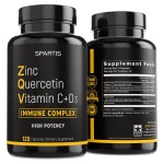 Zinc Quercetin 500mg with Vitamin C Vitamin D3 Bromelain Immune Support High Potency Quercetin Zinc Supplement ZQV by SPARTIS (Pack of 1 Bottle at 120-Caps)
