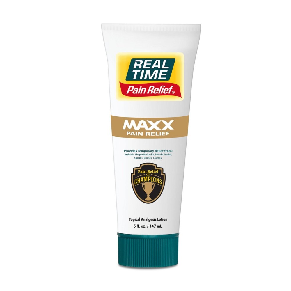 Real Time Pain Relief MAXX 5oz Tube | 18 Natural Ingredients: Arnica, Menthol & Peppermint | Maximum Strength Muscle Pain Relief Lotion for Arthritis, Hands, Ankles, Back, Shoulders, Knees & Joints