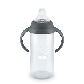 NUK Learner Cup, 10 Ounce, Tritan Gray Star - BPA Free, Spill Proof Sippy Cup