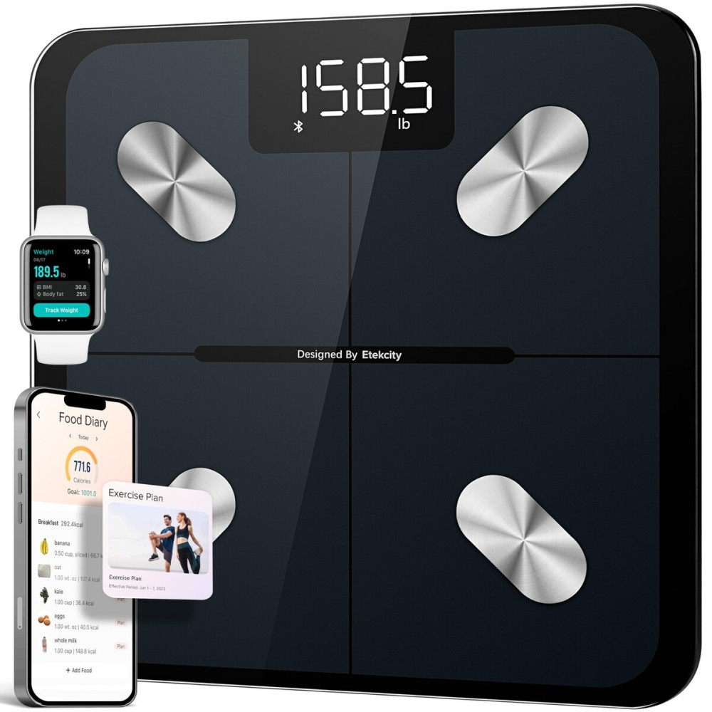 Etekcity Smart Scale for Body Weight, FSA&HSA Eligible, Bathroom Digital Weighing Scale with BMI, Body Fat, Muscle Mass, Accurate Bluetooth Home User Health Equipment Sync Apps