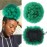 Yinmei Baibian Ombre Green Afro Puff Drawstring Ponytail Extension Kinky Curly High Puffs Bun Hairpiece Synthetic Short Updo Clip in Hairpieces for Black Women
