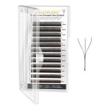 NAGARAKU W Eyelash Extension 3D Volume Premade 0.07mm D curl 8-12mm mix Faux Mink Dark Brown Cluster Easy Fanning yy Eye Lashes