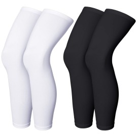 Skylety Compression Leg Sleeve Full Length Leg Sleeves Sports Cycling for Men Women, Running, Basketball(XXL,Black and White)