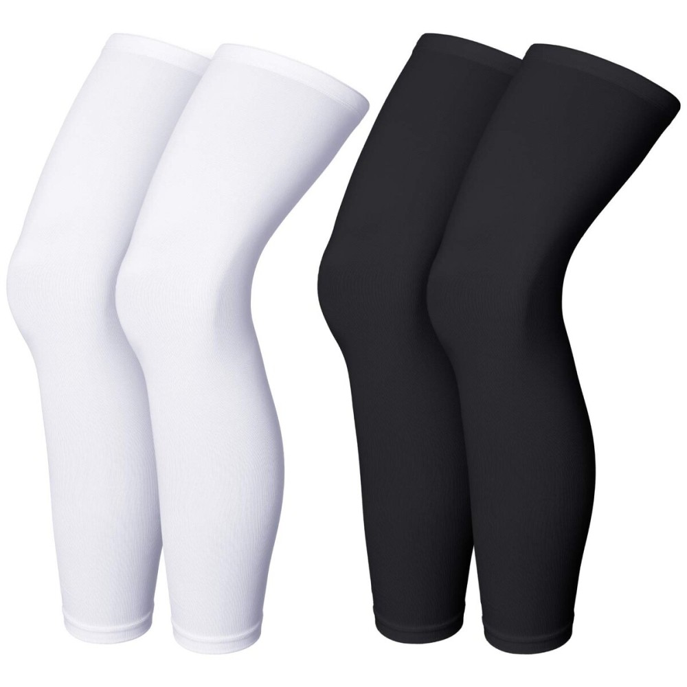Skylety Compression Leg Sleeve Full Length Leg Sleeves Sports Cycling for Men Women, Running, Basketball(M,Black and White)
