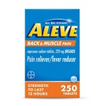 Aleve Back & Muscle Pain Relief Naproxen Sodium Tablets, Pain Reliever & Fever Reducer, Medicine for Body , 250 Count