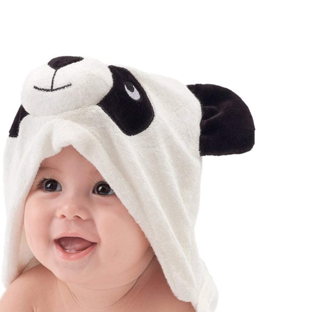 HIPHOP PANDA Hooded Towel - Rayon Made from Bamboo, Bath Towel with Bear Ears for Newborn, Babie, Toddler, Infant - Absorbent Large Baby Towel - Panda, 37.5 x 37.5 Inch
