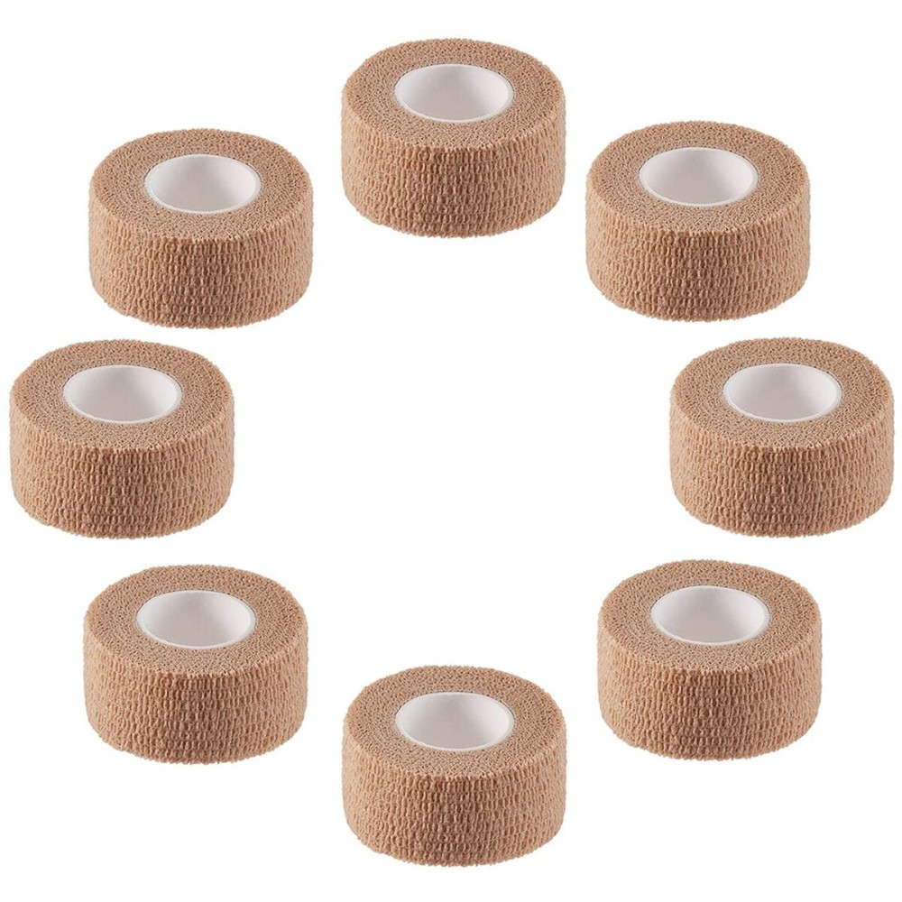 Self Adhesive Elastic Bandage Wrap - Pack of 8 Rolls 1 x 5 Yards Stretch Self-Adherent Cohesive Wrap Bandages First Aid Tape for Athletic, Sports, Wrist, Ankle (Beign Colors)