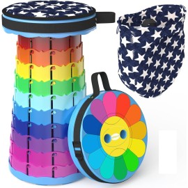 ALEVMOOM Upgraded Portable Collapsible Folding Stool with Cushion Retractable Telescoping Stool for Adults Sturdy Capacity 440lbs Camping Stool for Outdoor Hiking Garden BBQ with Bag