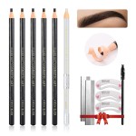 LSxia Waterproof Eye-Brows Pen-cil Set, Pull Cord Peel-off Eyebrow Pencil Microblading Eyebrow Pen Supplies Kit, White Eye-Liner Pencil and Eyebrows Tool Tattoo Makeup For Marking (5+1 Black)
