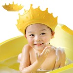 FUSACONY Baby Shower Cap Shield, Shower Cap for Kids, Visor Hat for Eye and Ear Protection for 0-9 Years Old Children, Cute Crown Shape Makes the Baby Bath More Fun(Yellow)