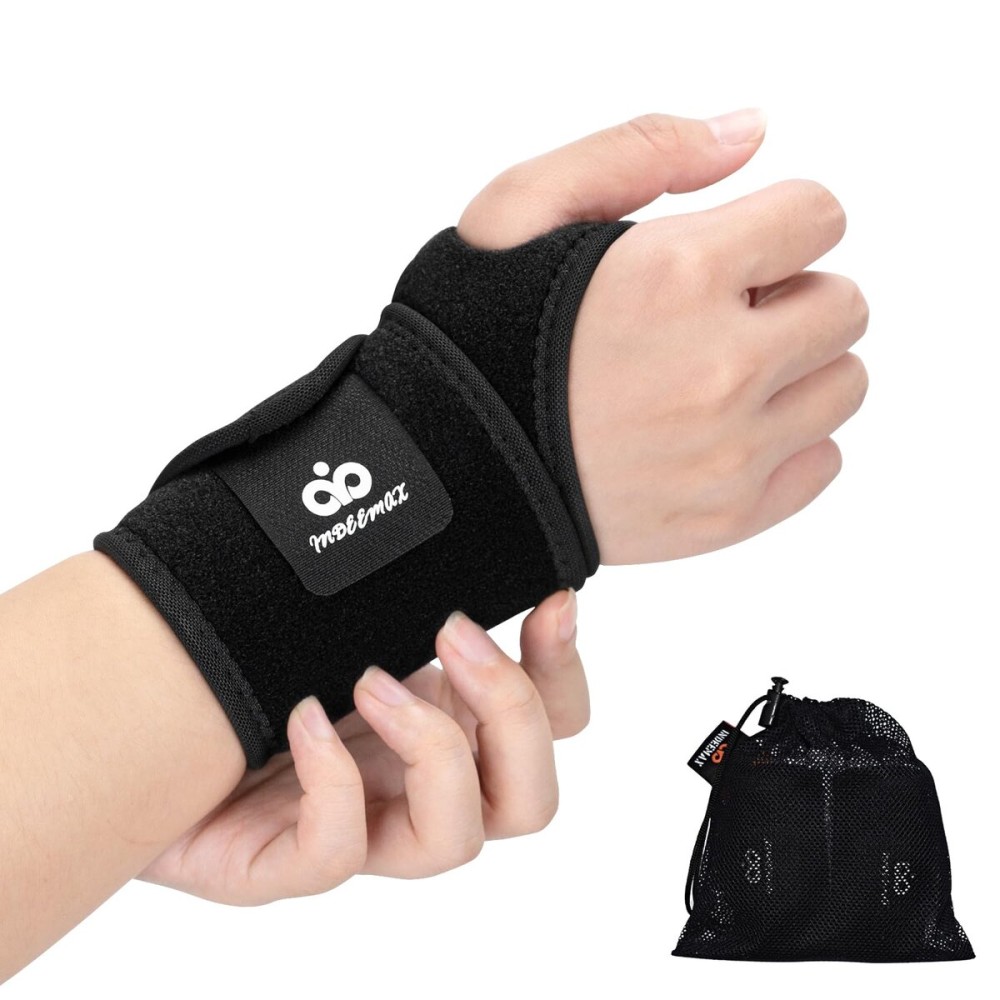 INDEEMAX 2 Pack Copper Wrist Brace Support for Carpal Tunnel, Pain Relief, Arthritis, Tendonitis, Adjustable Wrist Braces Compression Wraps Both Hands, Fit for Men and Women, Black