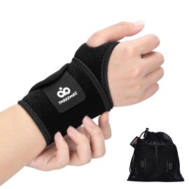 INDEEMAX 2 Pack Copper Wrist Brace Support for Carpal Tunnel, Pain Relief, Arthritis, Tendonitis, Adjustable Wrist Braces Compression Wraps Both Hands, Fit for Men and Women, Black