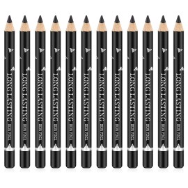 Go Ho 12 PCS Black Eyebrow Eyeliner Pencils,Sweatproof Eyebrow Pencil,Long-lasting Nice Color Eye Brow Gel Pen Makeup Brow Tint SticksBlack