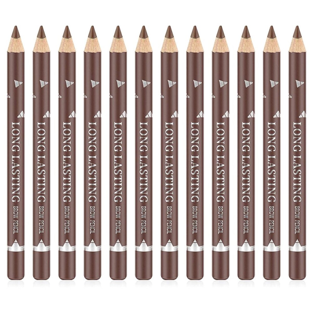 Go Ho 12 PCS Brown Eyebrow Eyeliner Pencils,Sweatproof Eyebrow Pencil,Long-lasting Nice Color Eye Brow Gel Pen Makeup Brow Tint SticksMedium Brown