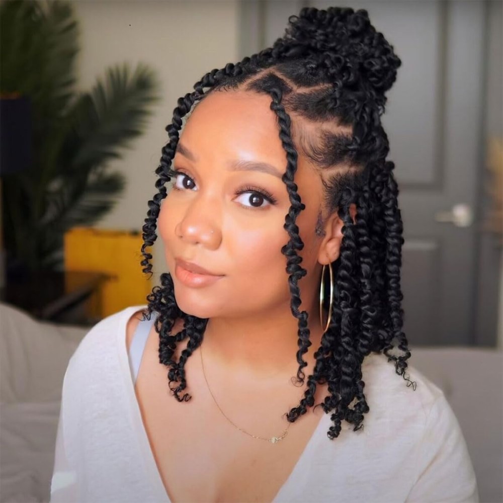 8 Packs Passion Twist Hair 10 Inch Pre-twisted Passion Twist Crochet Hair Pre-looped Crochet Braids Hair for Women Passion Twists Braiding Hair Synthetic Hair Extensions (12Strands/Pack; 1B)