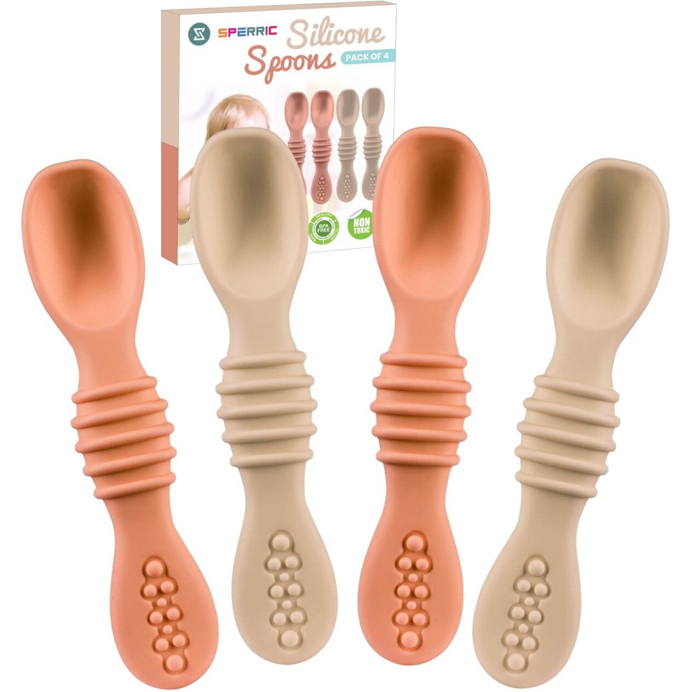 Silicone Baby Spoon Set - First Stage Baby Led Weaning Spoons, Gum Friendly, BPA & Phthalate Free, Self Feeding Utensils for Infant & Toddler, Great Gift Set