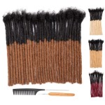 DAIXI 0.8cm Thickness 8 Inch 30 Strands T1B/30 Brown Tips Ombre Color 100% Real Human Hair Dreadlock Extensions for Man/Women Handmade Permanent loc Extensions Bundles Can Be Dyed Bleached