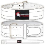 Dark Iron XS Fitness Weight Lifting Belt for Powerlifting Deadlift Training, Premium White Leather for Core Support Gym Strength Workout