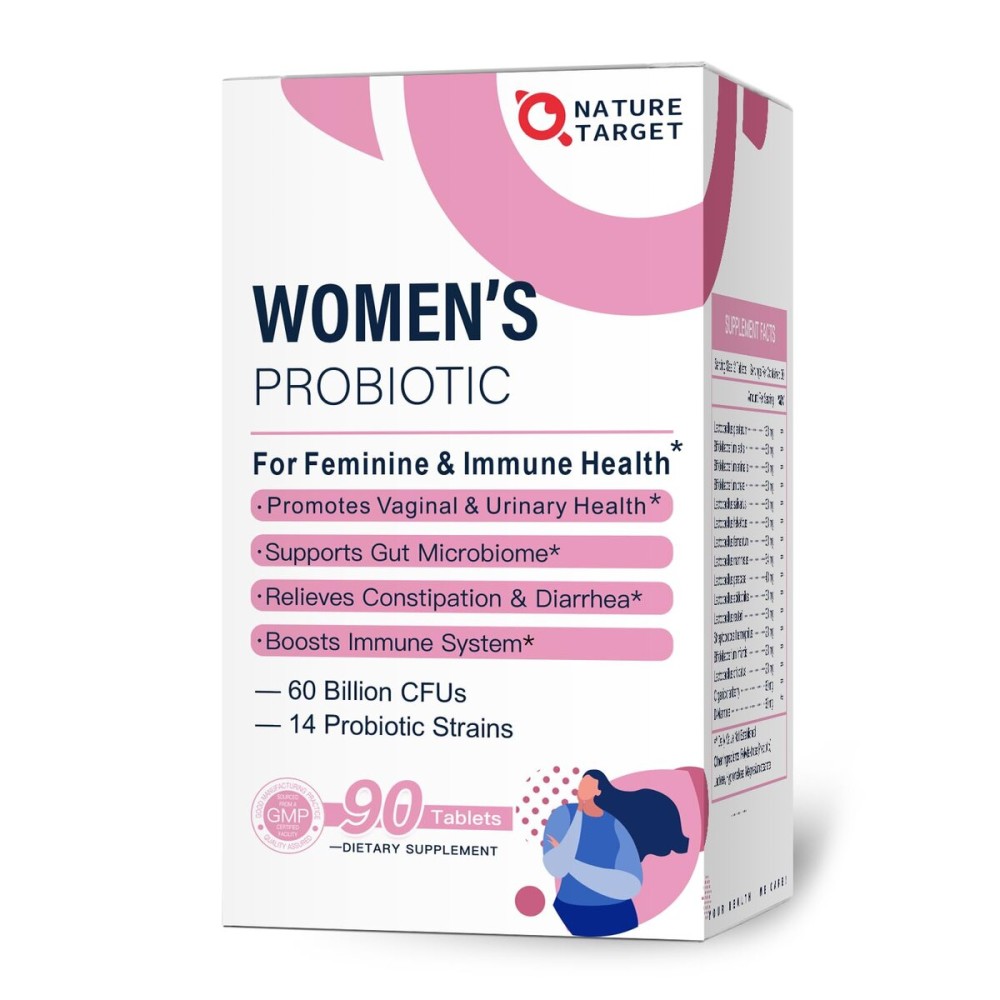 NATURE TARGET Probiotics-for-Women with Prebiotics, Cranberry and D-Mannose, 60-Billion-CFUs, Women\'s Probiotic for Digestive Health/Gut Health/Immune Booster